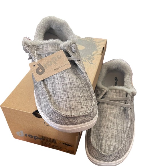 Drope Kate Winter Light Gray Fuzzy Lined Slip On Shoes Loafers Women's Size 8 - Picture 1 of 9